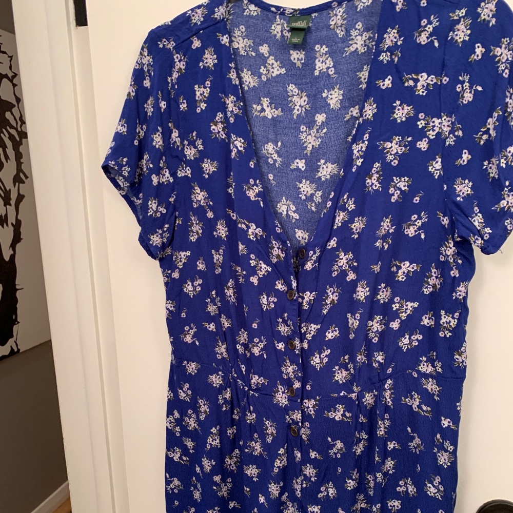 Wild Fable Blue Floral Short Sleeve Romper